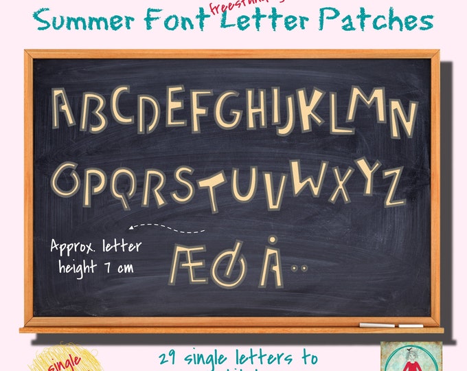 Freestanding Letters fruBlomgren's Summer Font - 29 Letters including special letters/dots for Danish, Swedish and German
