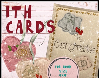 ITH Cards and Tags Machine Embroidery Designs for hoop size 4 x 4" and 5 x 7" - Easy and versatile designs Hand drawn