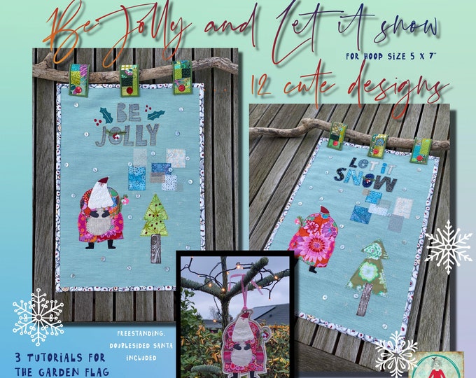 Christmas Garden Flag Designs and a Freestanding Santa full figure ITH - A Cute Christmas design pack to make on your embroidery machine