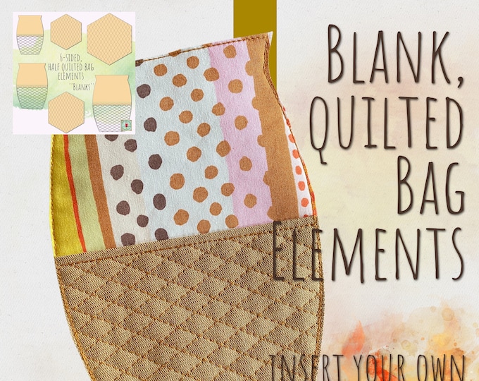 Quilted Elements for Bags for your embroidery machine and to sew together on your sewing machine - Blank elements for own motifs - 3 sizes