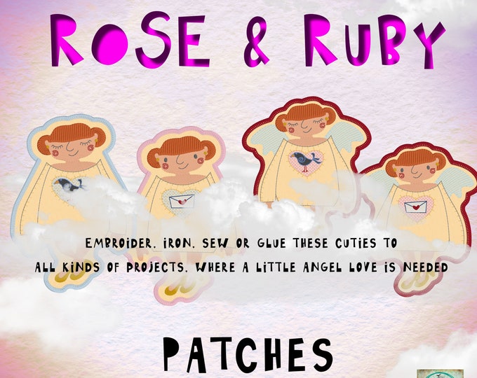 4 cute PATCHES with my ROSE & RUBY - easy made on your embroidery machine - for hoop size 5 x 7"