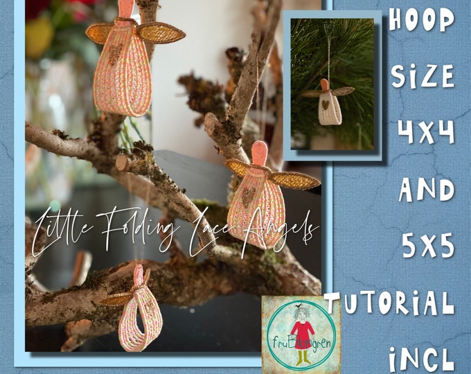 Freestanding Little Folding Lace Angels - easy to make ITH on your embroidery machine - Hand drawn angels in 3 sizes - Photo tutorial incl.