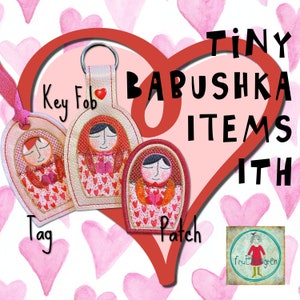 3 ITH-artiklar med min söta och handritade lilla Babushka-docka att göra på din broderimaskin - för ringstorlek 4x4 och 5x7 - applikationsdesigner