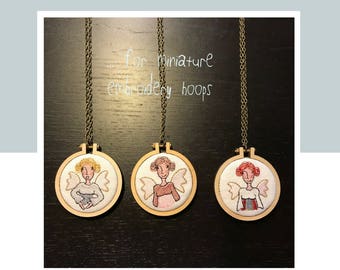 TINY ANGEL TORSOS for Miniature Embroidery Hoops, 3 different 5 x 5 cm. detailled angel designs for very small projects like pendants etc.