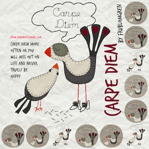 CARPE DIEM, 3 different Machine Embroidery Designs with at powerful message, Appliqués, two of them FreeStanding designs, Instant Download