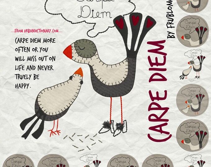 CARPE DIEM, 3 different Machine Embroidery Designs with at powerful message, Appliqués, two of them FreeStanding designs, Instant Download