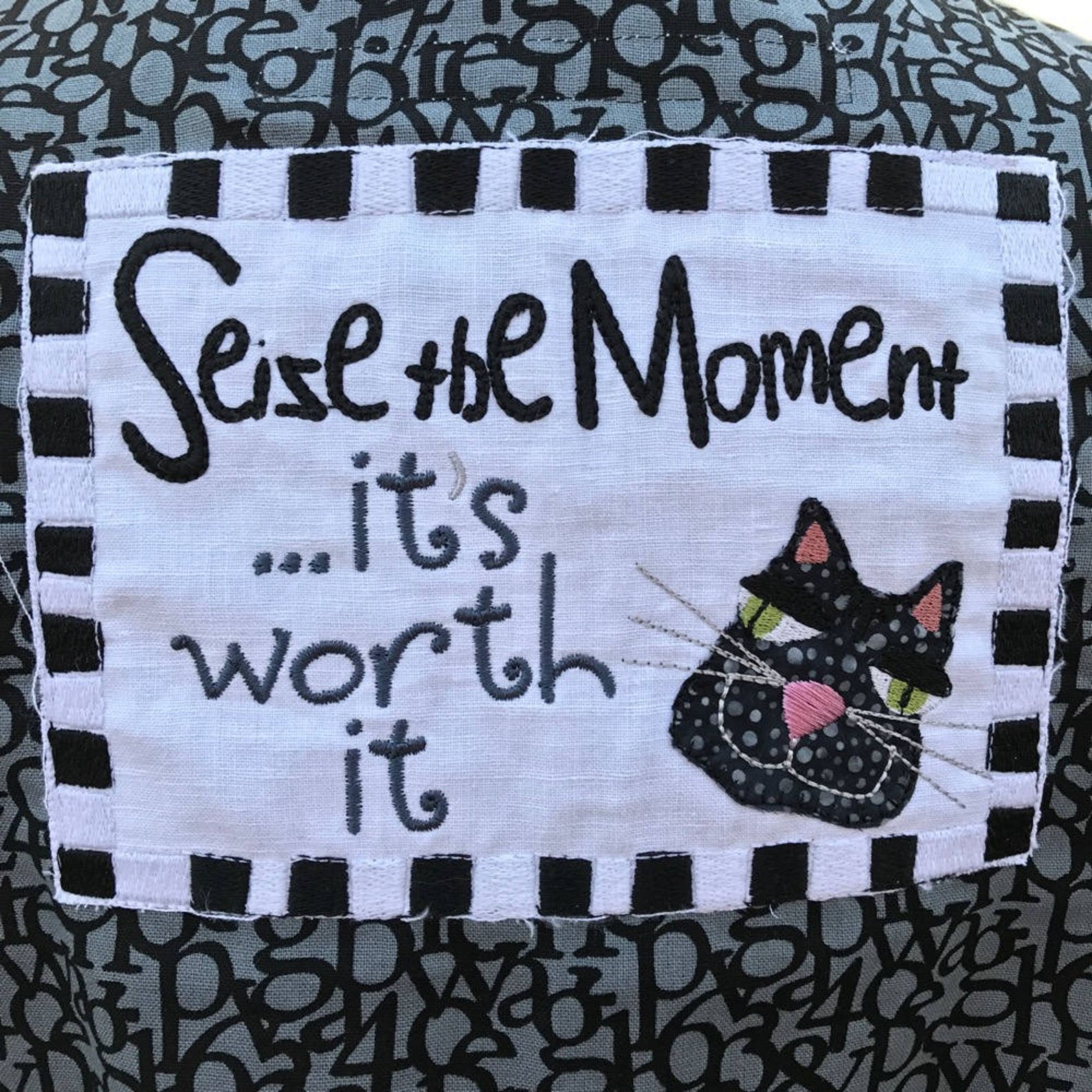 Whimsical Machine Embroidery Quotes SEIZE THE MOMENT Etsy