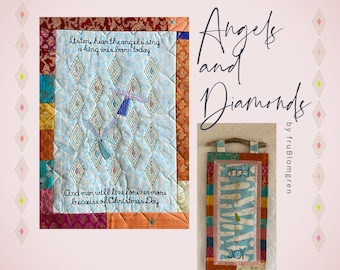7 Hand drawn Machine Embroidery Designs ANGELS AND DIAMONDS - Delicate, little Angels and 'Diamonds' suited for metallic and glitter threads