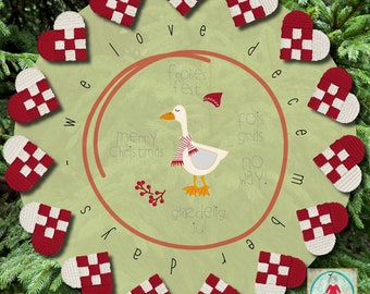 Christmas designs for your embroidery machine, December Days no. 8 - my small, detailed Appliqué GOOSE and various texts for hoop 5x7"