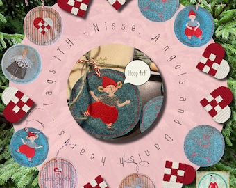 9 Christmas designs for embroidery machines, December Days no. 2, EASY MADE ITH designs with my Nisser Liv, Fred, Little Angels and Hearts