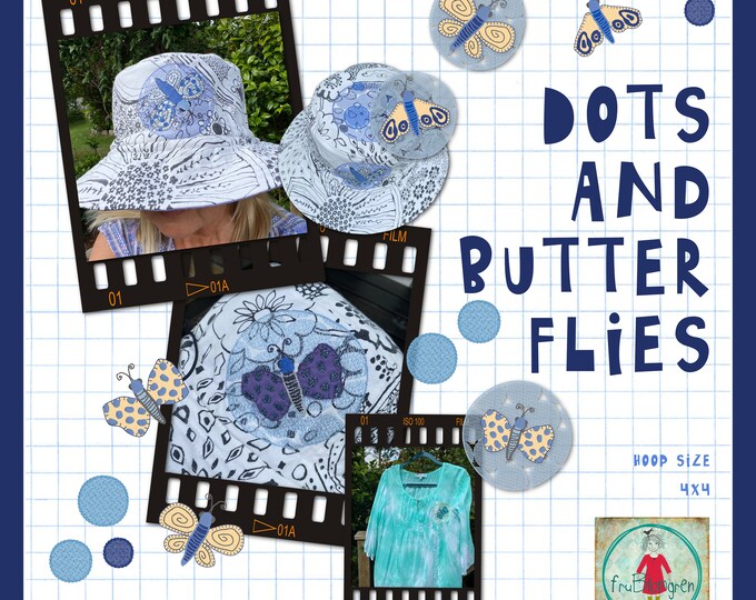 12 Light stitch Elements and Appliqué Butterflies - machine embroidery designs for hoop size 4x4" - mix and match - make your own collages
