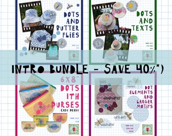 INTRO PACK - dots in circles - Save 40% - 31 fun and easy stitched Machine Embroidery designs included - Mix and match + ITH zipper purses