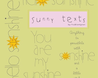 8 Sunny Summer Texts for your Machine Embroidery projects - with and with out little appliqué suns, for the 5 x 7" hoop size