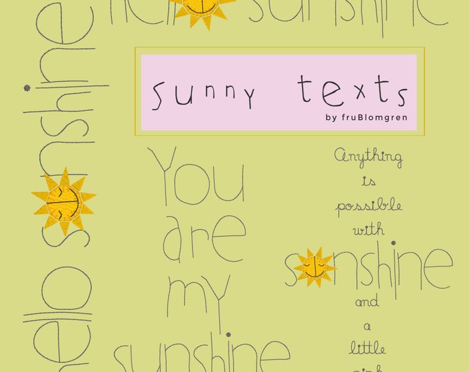 8 Sunny Summer Texts for your Machine Embroidery projects - with and with out little appliqué suns, for the 5 x 7" hoop size