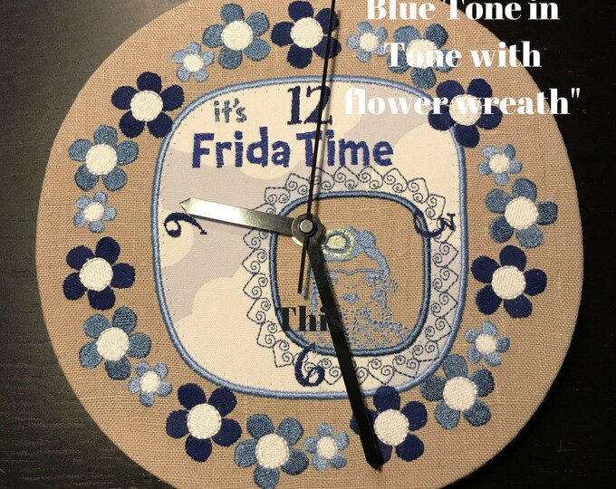 It's Frida Time - Beautiful Tone in Tone Machine Embroidery Designs for making a DIY Clock, 2 designs, instant download