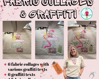 Graffiti Collage Embroidery Design Pack, 16 Machine Embroidery Designs, 5x7 Hoop, Fabric Collage, Visible Mending