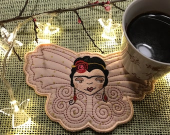 My Mexican girl in Wings Designs for Last Minute Gifts - December 17th in fruBlomgren's Christmas Event 2018 - MugRug and Design with shadow