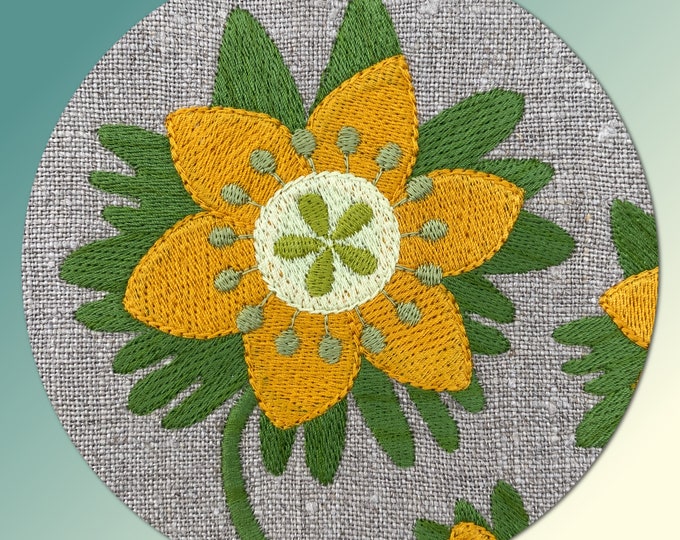 Spring Messengers - Winter Aconites & decorated eggs - 13 hand drawn, detailed designs to embroider on your machine - for hoop 4x4 and 5x7