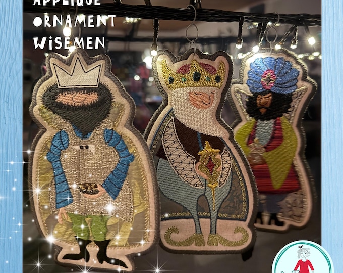 3 Wisemen | Hand drawn | Appliqué Fabric Ornament | Hoop size 5x7 | Machine Embroidery Design + Photo Tutorial