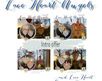 Intro Bundle - Freestanding Lace Heart Angels and Heart Ornaments for your embroidery machine - 16 Hand drawn designs in various sizes