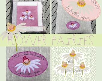 FLOWER FAIRIES - QUILT designs, romantic and feminine Flower Fairy Machine Embroidery designs with Quilting details + two cute patches