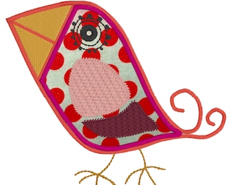 Funky Cool Coloured Applique Birds - Machine Embroidery, Two Designs, Instant Download