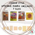 7 Sashiko Style Fabric Collages - Appliqué designs to make on your embroidery machine + BONUS designs for an XXL Flower - hoop 5x5 and up product logo