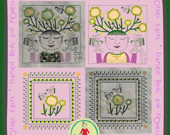Mother Earth & Flowers – Hand Drawn Machine Embroidery Designs with Appliqué – 8x8" Hoop – Spring Motifs for Embroidery Machine