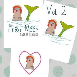 Mermaid in the water - logo - Machine Embroidery Design - Whimsical Character