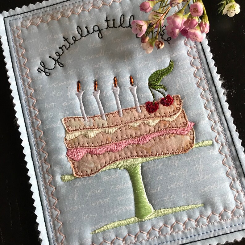 Birthday cards ith machine embroidery designs with delicious  etsy uk Birthday cards ith machine embroidery designs with delicious  etsy uk