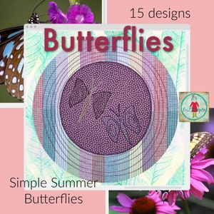 Beautiful Butterflies - 15 Simple, fun to sew Machine Embroideries for your textile Summer Creations - Hand drawn - many sizes and variants