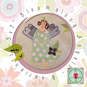 Angels - Flower angels - BLOOMalong 2 - 5x7&quot; appliqué angels for your embroidery machine - 6 different flower appliqué angels