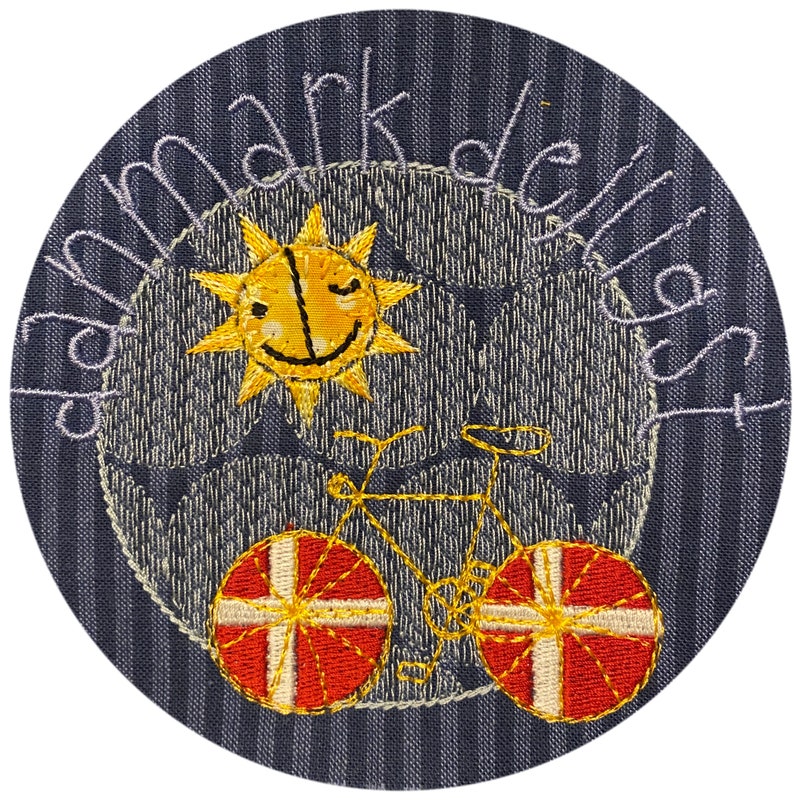 5 Round Machine Embroidery designs Summer and Sun Tour de France Denmark Powered by optimism and happiness zdjęcie 7