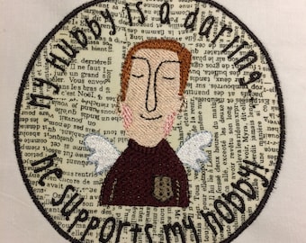 Your husband deserves a 'My Hubby is a darling badge' - funny machine embroidery patch to show your appreciation... Instant Download