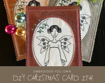 Christmas Cards ITH. Angel motif. Embroider you own Card. DIY. 2 sizes. Three Languages: English. German. Danish/Swedish