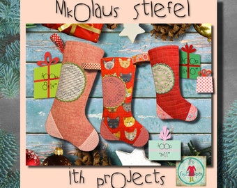 ITH Nikolaus Stiefel - Large Father Christmas Boots ITH - easy made in one hoop - 3 sizes in 2 variants - hoop size 6x10", 7x11" and 8x14"