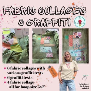 Graffiti Collage Embroidery Design Pack, 16 Machine Embroidery Designs, 5x7 Hoop, Fabric Collage, Visible Mending