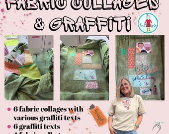 Graffiti Collage Embroidery Design Pack, 16 Maschinenstickmotive, 13x18, Stickrahmen, Stoffcollage, Visible Mending