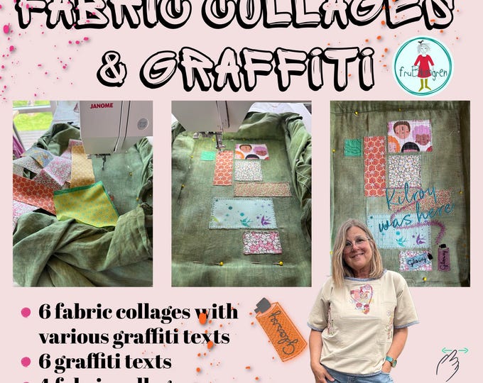 Graffiti Collage Embroidery Design Pack, 16 Machine Embroidery Designs, 5x7 Hoop, Fabric Collage, Visible Mending