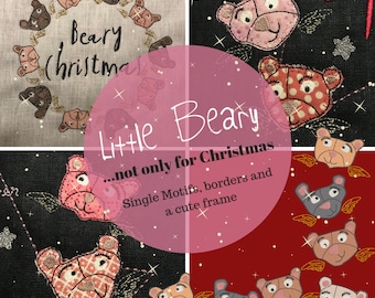 Little Beary, 9 Cute little Beary Angel designs as single motifs, borders and frames - embroidery or appliqué - Lots of bears