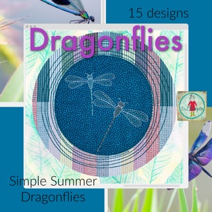 Dragonflies - 15 Simple and Easy to sew Machine Embroideries for your textile Summer Creations - Hand drawn cuties - many sizes and variants