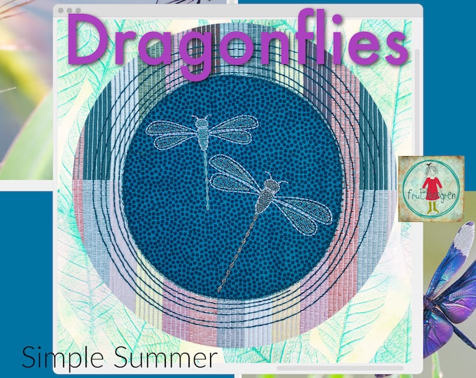 Dragonflies - 15 Simple and Easy to sew Machine Embroideries for your textile Summer Creations - Hand drawn cuties - many sizes and variants
