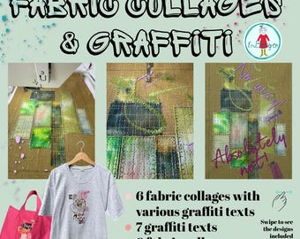 Graffiti Collage Embroidery Design Pack, 19 Machine Embroidery Designs, 6x10 Hoop, Fabric Collage, Visible Mending