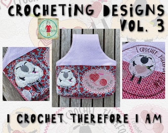 7 Machine Embroidery Designs Easy Made for Crocheters - 7 crochet inspired motifs and texts - hand made designs for crochet lovers - VOL 2