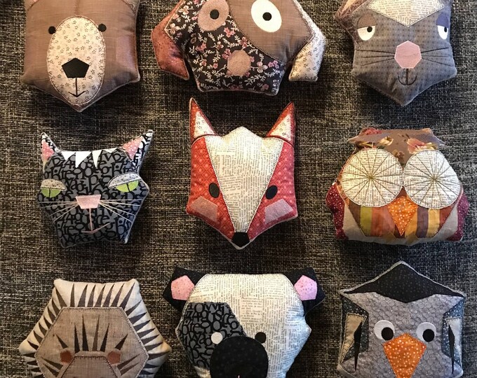 Big Bundle: ITH HYGGE HEXI-Animal Pillows, 9 Big Hoop Machine Embroidery Designs, soft little animals, Appliqués, Instant Download