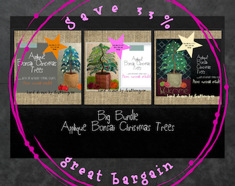 BIG BUNDLE Bonsai Christmas Trees with tutorials for the mounting of string lights - save 33%, All three packs of my Bonsai Christmas Trees