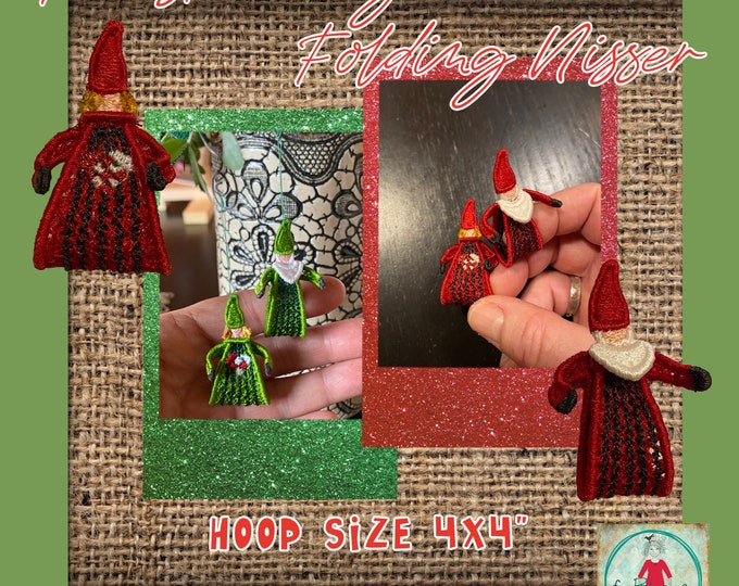 FSL Nisse ornaments to make on your embroidery machine - for hoop size 4x4" - 10x10 cm - folded, finished height 5 cm + 2 FSL Danish hearts
