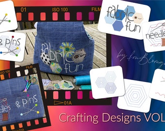 7 Machine Embroidery Designs, Easy Made, Fabric fun, Needles, & Pins + variants... - hand made designs for your craft projects