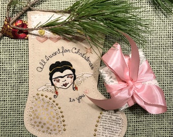 Small ITH Frida Christmas stocking - December 16th in fruBlomgren's Christmas Event 2018 - for the 5 x 7" (13 x 18 cm) hoop