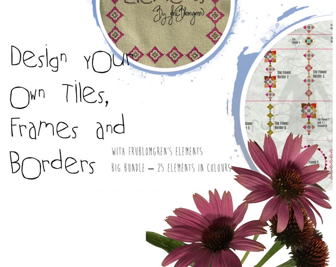 BIG BUNDLE - ELEMENTS - Design your own Tile Embroideries, Frames and Borders with these 25 elements - play with them in your software